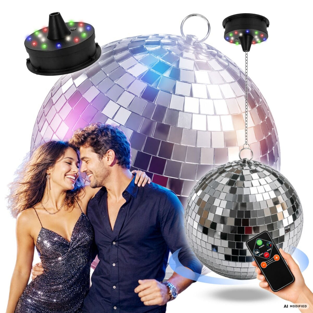 Light4Me bola de espejos de 20 cm con LED, motor y mando a distancia