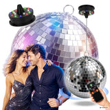 Light4Me bola de espejos de 20 cm con LED, motor y mando a distancia