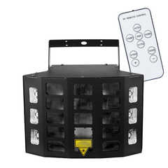 Light4Me Turbo Derby 4 en 1 – RGBW, UV, strobe y laser