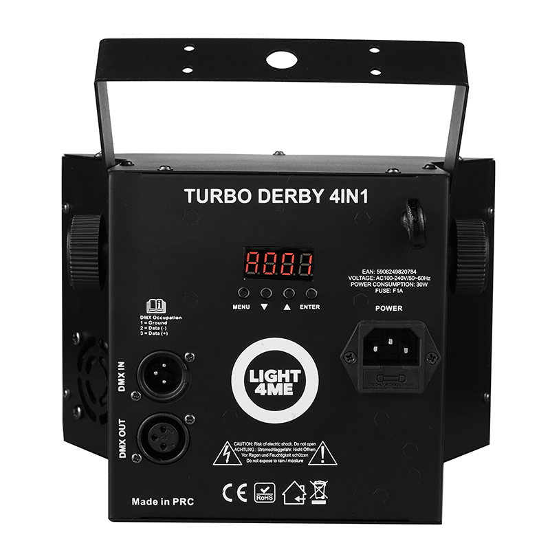 Light4Me Turbo Derby 4 en 1 – RGBW, UV, strobe y laser