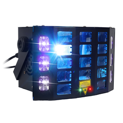 Light4Me Turbo Derby 4 en 1 – RGBW, UV, strobe y laser