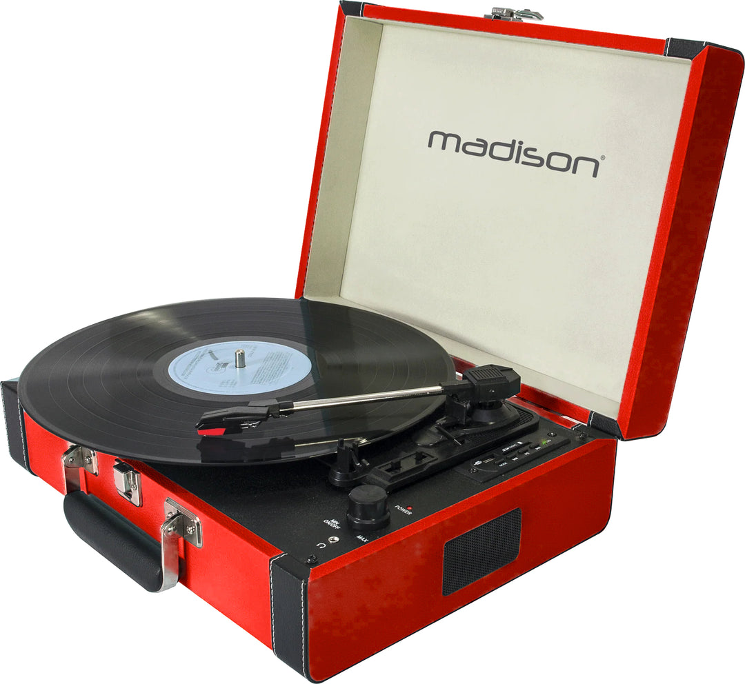 Madison Vintage Pladespiller con Bluetooth (Rojo)