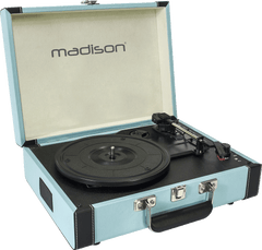 Tocadiscos Vintage Madison con Bluetooth (Azul Claro)