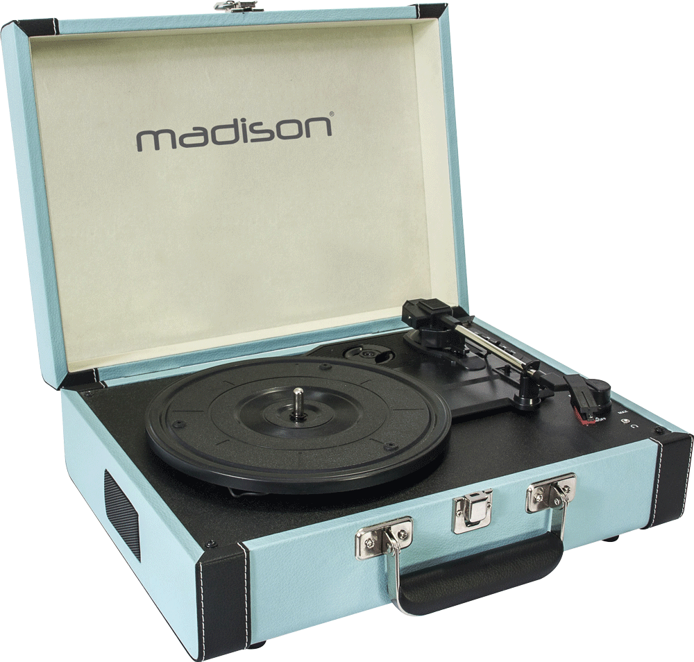 Tocadiscos Vintage Madison con Bluetooth (Azul Claro)