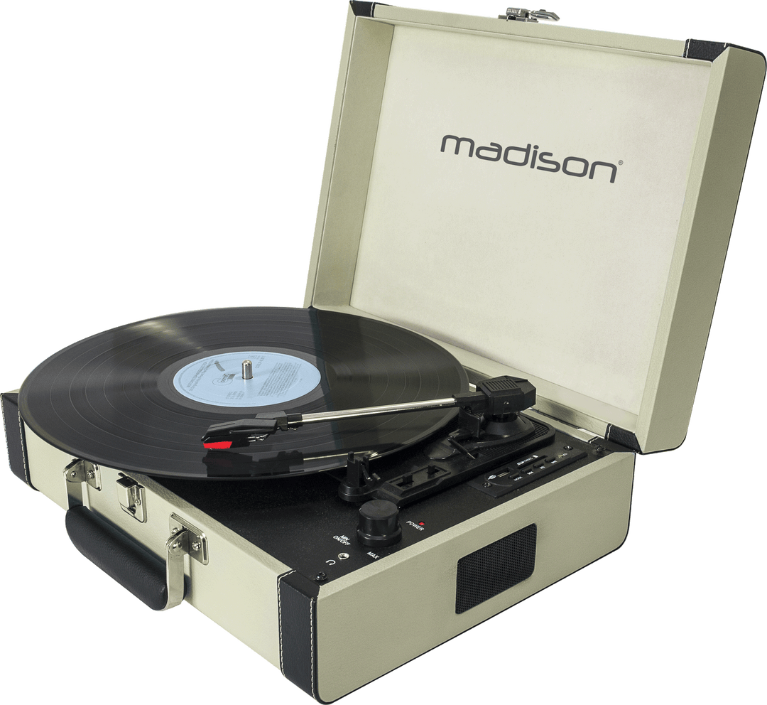 Tocadiscos Vintage Madison con Bluetooth (Crema)