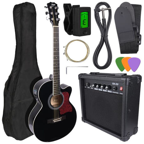 V-Tone EAG SET BK elektrisk akustisk guitar + forstærker, Sort