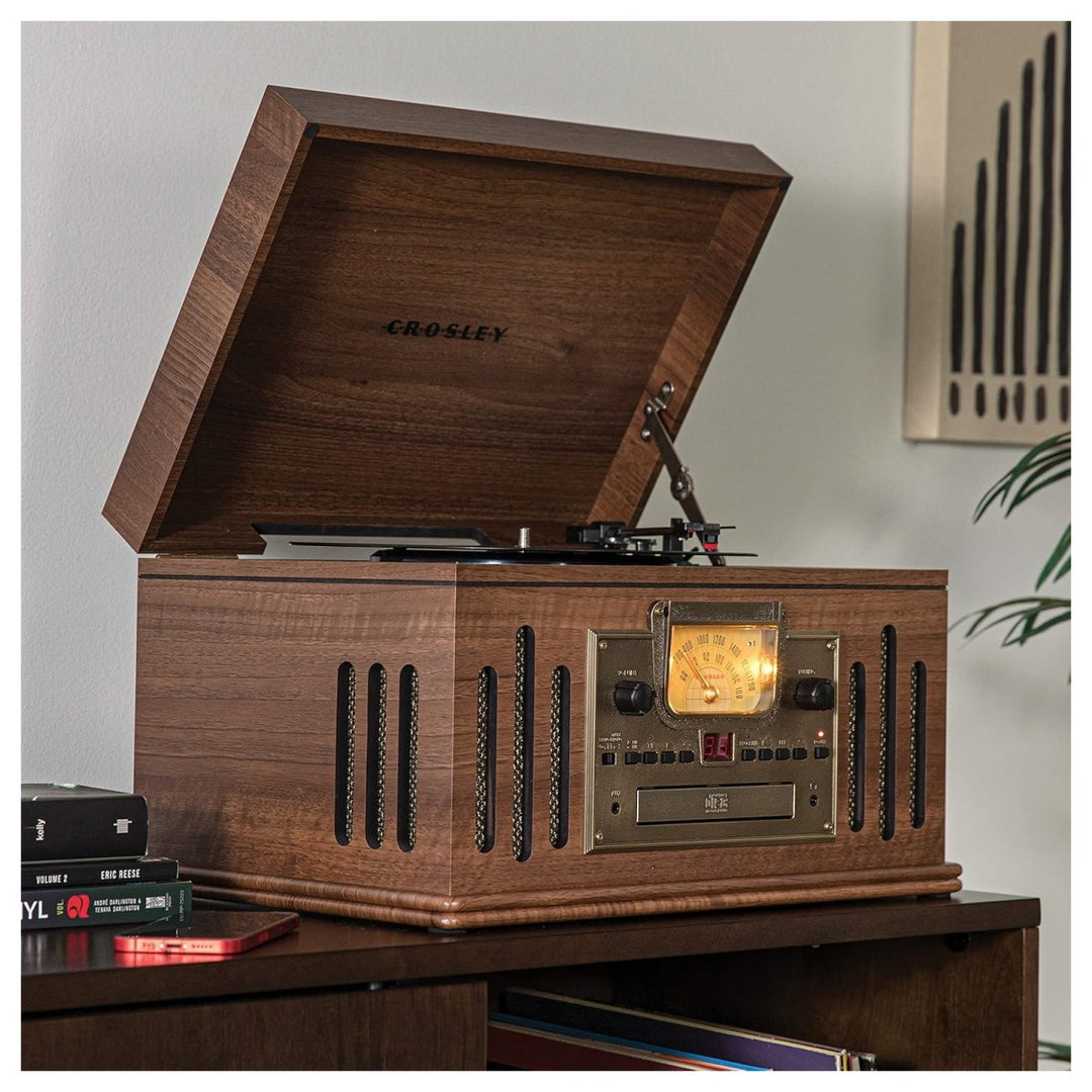Crosley Musician Sistema de música 8 en 1, Nogal