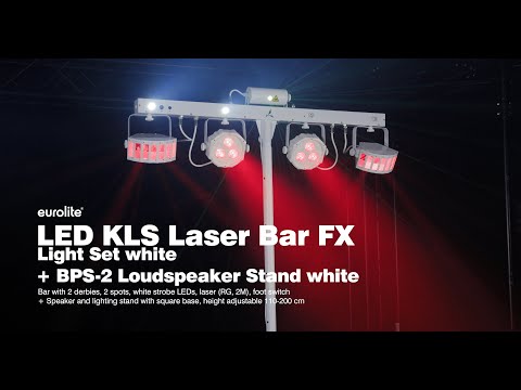 Set de luces LED KLS Laser Bar FX EUROLITE blanco + soporte de altavoz BPS-2 blanco