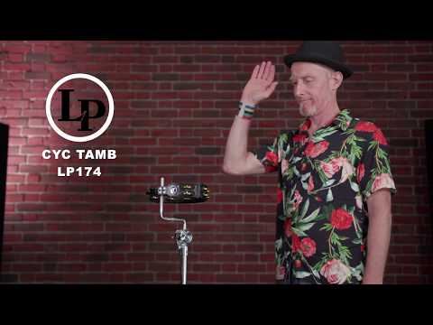 Latin Percussion Pandereta Cyclops montable - Sonajas de latón, negra (LP175)