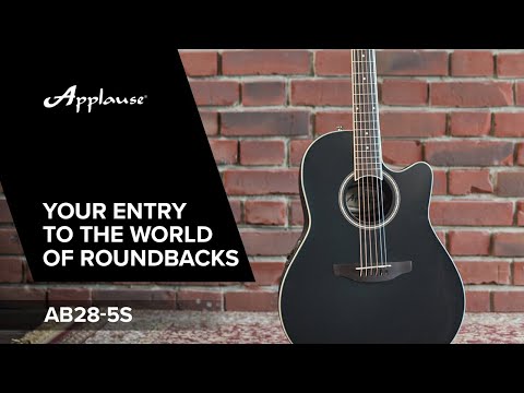 Applause E-Acoustic Guitar AB28 Super Shallow Bowl Cutaway - Black Satin (AB28-5S)