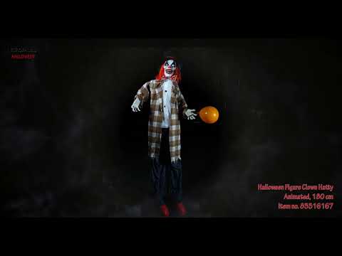 Halloween-figur klovnen Hatty, animeret, 185 cm