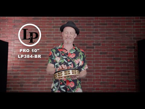 Latin Percussion Pandereta Pro 10 in Double Row With Head - 10" Brass (LP384-BR)
