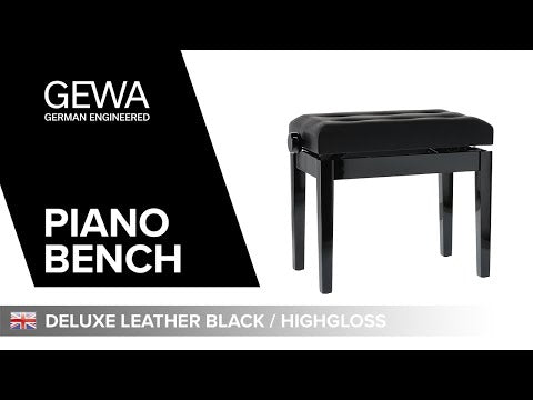 Banco de piano GEWA Deluxe Leather Black, Highgloss - cover Black fabricada en cuero sintético