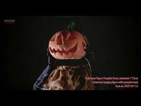 Halloween-figur græskarhoved, hængende, animeret, 115 cm
