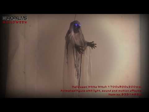 Bruja de Halloween, blanca, animada, 170 cm