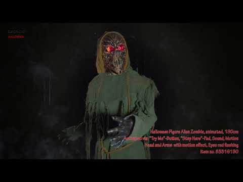 Halloween-figur Alien Zombie, animeret, 190 cm