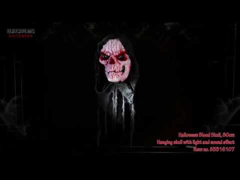 Calavera ensangrentada de Halloween, colgante, animada, 80 cm