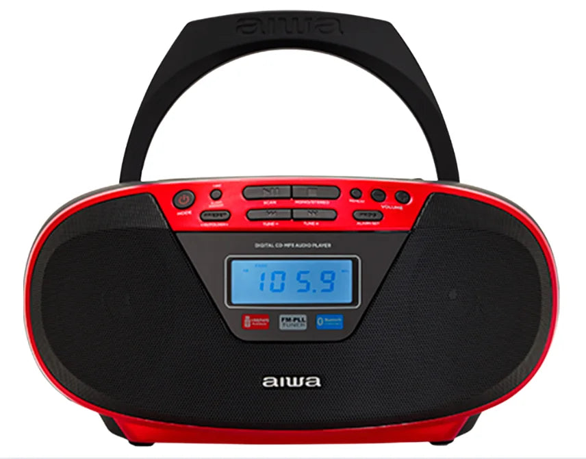 AIWA CDT-200 Boombox – CD, Bluetooth, USB y radio FM, rojo
