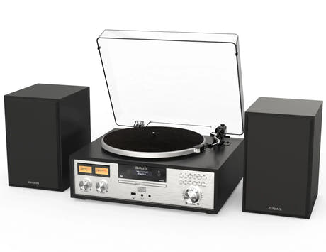 AIWA LPS-1 Tocadiscos HiFi con DAB+, CD, Bluetooth y altavoces, negro