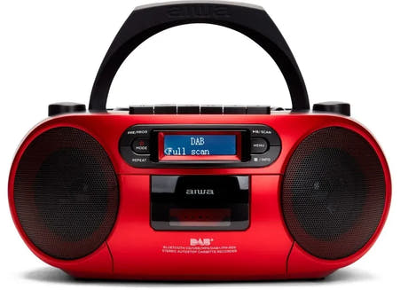 AIWA RC-300 Boombox con CD, casete, DAB+, Bluetooth y USB, rojo