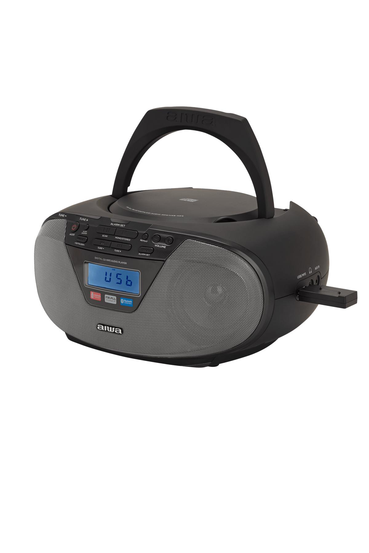 AIWA CDT-200 Boombox – CD, Bluetooth, USB y radio FM, negro