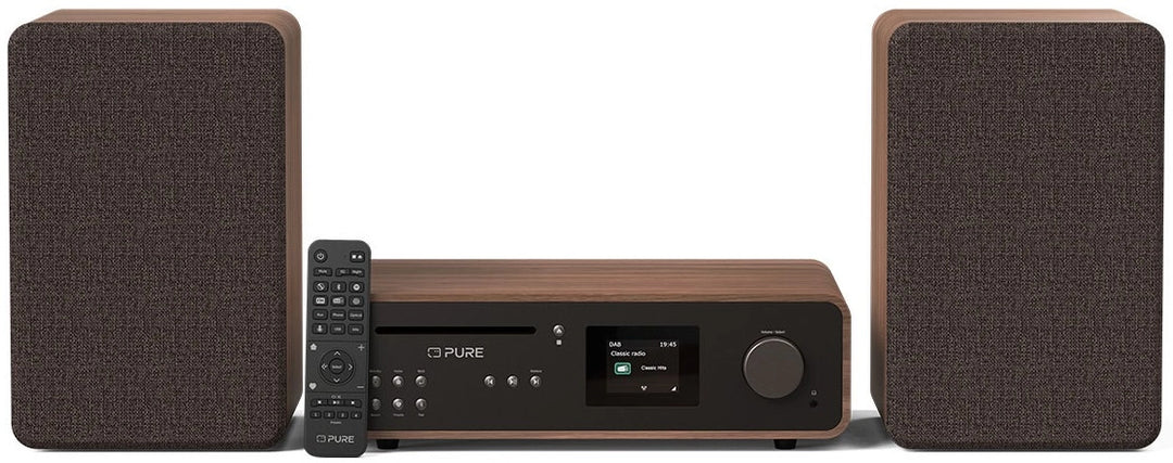 Pure Classic Sistema estéreo Hi-Fi – DAB+, CD, Bluetooth, 100W, nogal