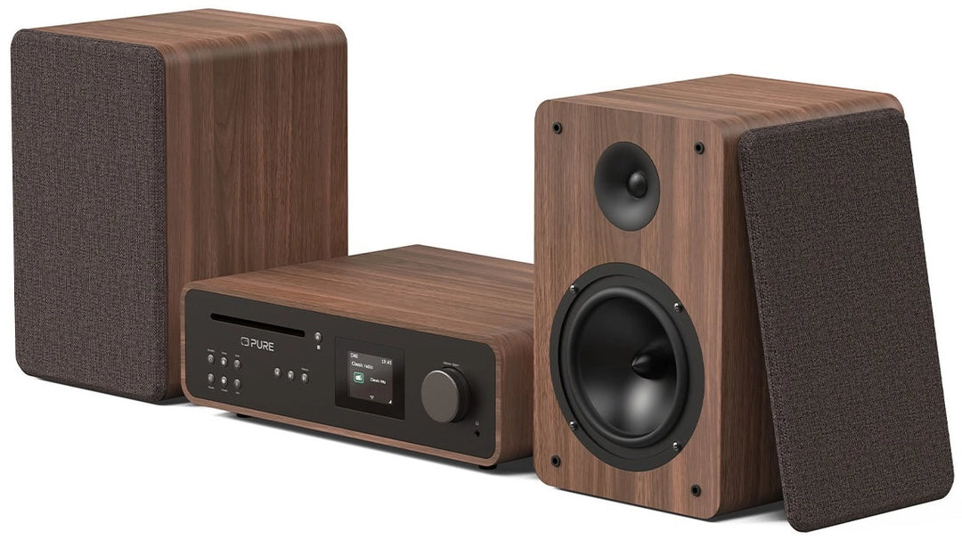 Pure Classic Sistema estéreo Hi-Fi – DAB+, CD, Bluetooth, 100W, nogal