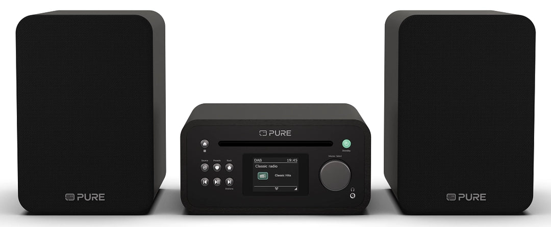 Pure Classic Sistema estéreo Mini Hi-Fi – DAB+, CD, Bluetooth, 40W, Negro
