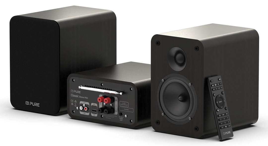 Pure Classic Sistema estéreo Mini Hi-Fi – DAB+, CD, Bluetooth, 40W, Negro