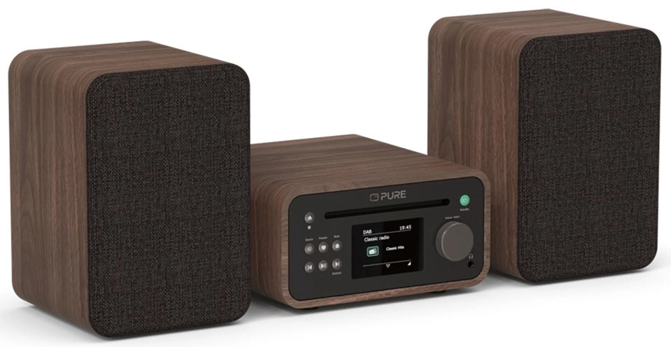 Pure Classic Sistema estéreo Mini Hi-Fi – DAB+, CD, Bluetooth, 40W, Nogal