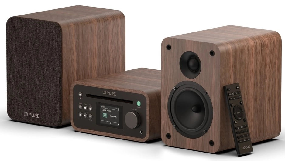 Pure Classic Sistema estéreo Mini Hi-Fi – DAB+, CD, Bluetooth, 40W, Nogal