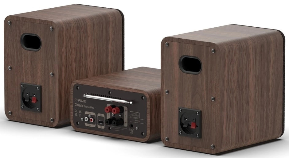 Pure Classic Sistema estéreo Mini Hi-Fi – DAB+, CD, Bluetooth, 40W, Nogal