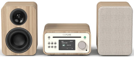 Pure Classic Sistema estéreo Mini Hi-Fi – DAB+, CD, Bluetooth, 40W, Madera de roble