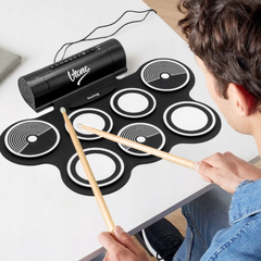 V-TONE RD7 Set de batería electrónico – Roll-Up Drum Kit con 7 pads, Pedales y altavoces