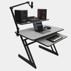 Mesa de estudio con estantes y extensión para keyboard (120 cm)