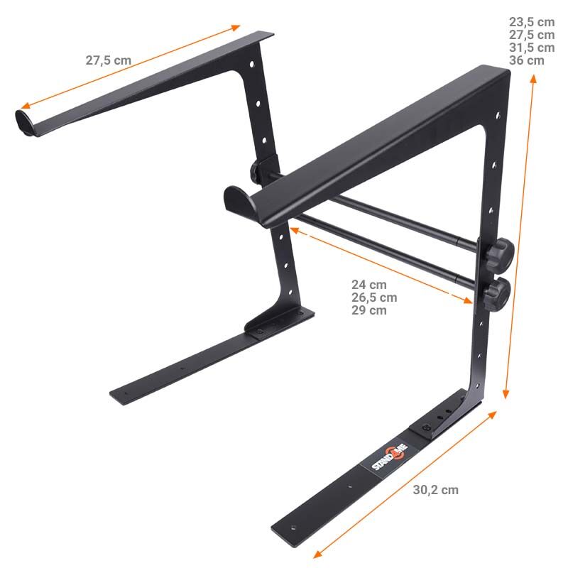 Soporte para portátil con herrajes de montaje – ajustable para 12–17", negro
