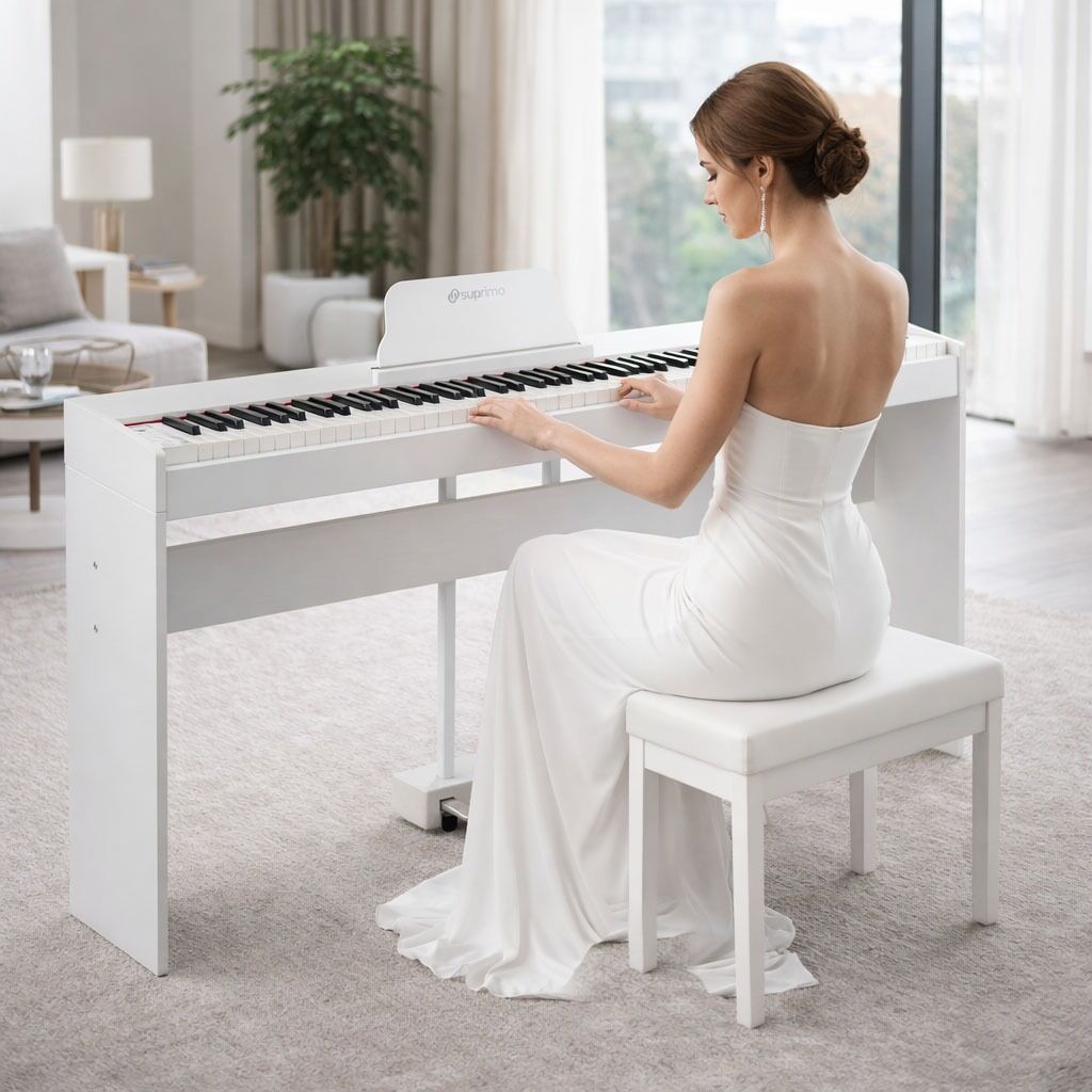 Suprimo SDP88 WH piano digital de 88 teclas con teclas contrapesadas, blanco