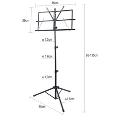Atril para partituras con bolsa – plegable y ajustable en altura 65–130 cm