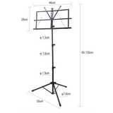 Atril para partituras con bolsa – plegable y ajustable en altura 65–130 cm