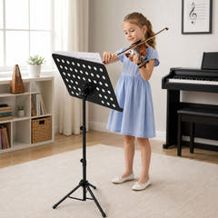 D4 Atril para partituras ajustable 82-146 cm, Negro
