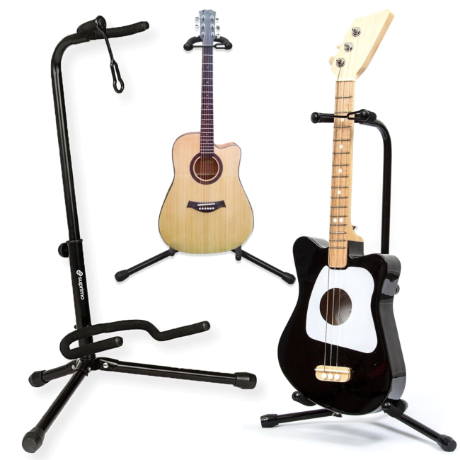 Soporte plegable para Guitarras 62-74 cm con correa de seguridad