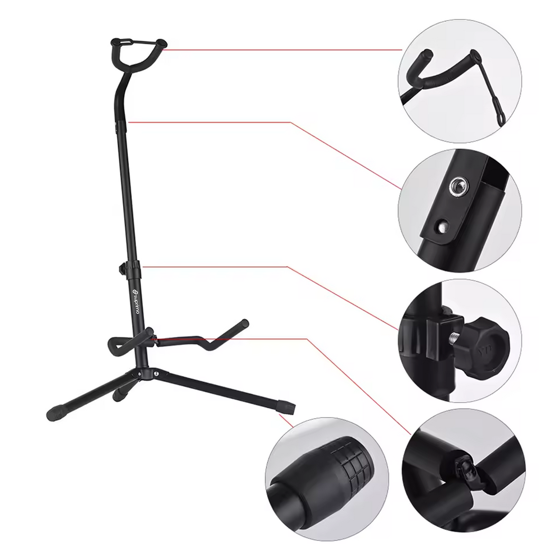 Soporte plegable para Guitarras 62-74 cm con correa de seguridad