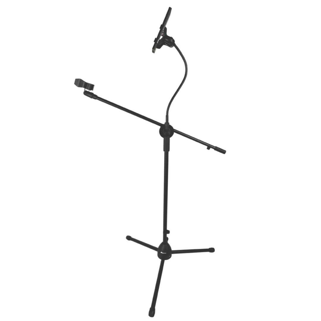 Soporte de micrófono con brazo articulado, soporte para smartphone y cuello de cisne