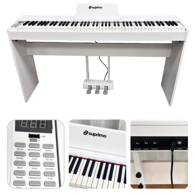Suprimo SDP88 WH piano digital de 88 teclas con teclas contrapesadas, blanco