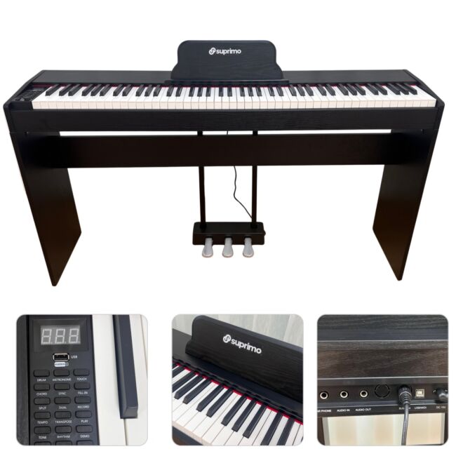 Suprimo SDP88 BK Piano digital 88 con teclas contrapesadas, Negro