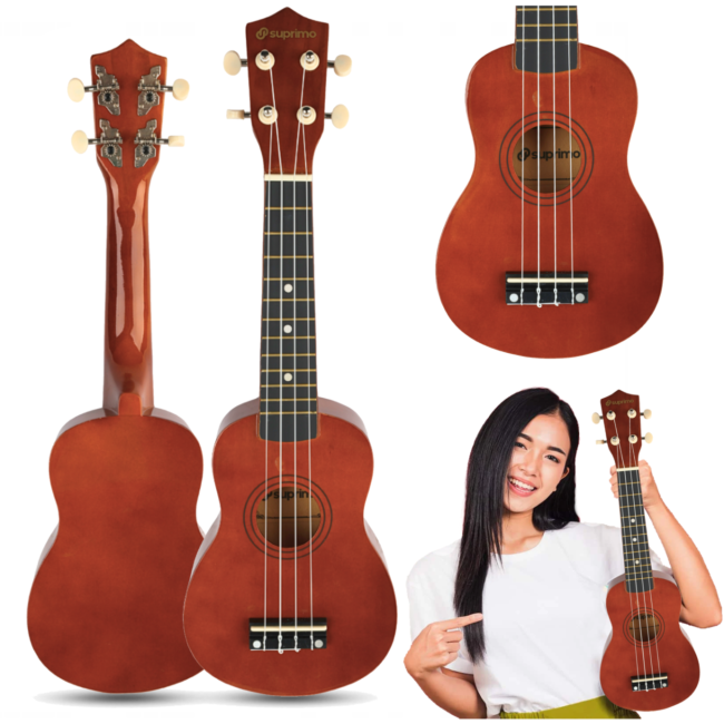 Ukeleles soprano, madera oscura