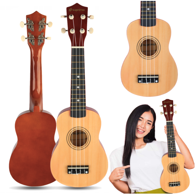 Ukulele soprano; madera natural