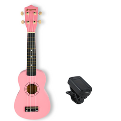 Set de Ukeleles con estuche, afinador y accesorios, rosa