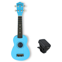 Set de Ukeleles con estuche, afinador y accesorios, azul