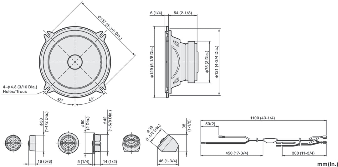 Pioneer TS-A1301C Sistema de componentes de 2 vías (300W)